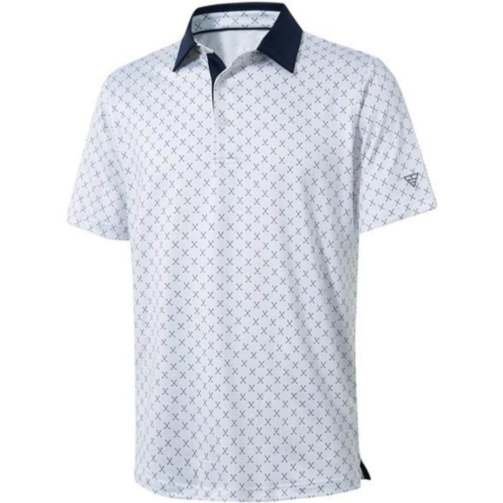 Men's Golf Polo Shirts Short Sleeve Striped Performance Moisture Wicking Dry